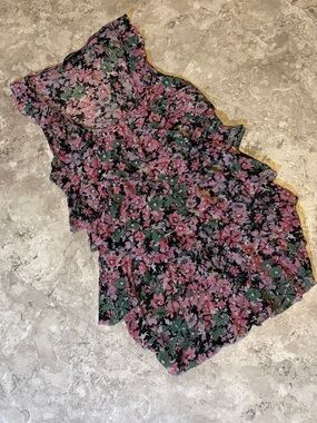 Express slim fit Pink & Green Sleeveless Blouse | sheer | Small | Y2K